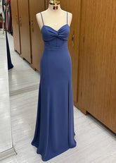 Phoebe | Mermaid Twist - Front Navy Blue Chiffon Long Bridesmaid Dress - Price #price_variant_lowest# - Navy Blue - PromDressClub